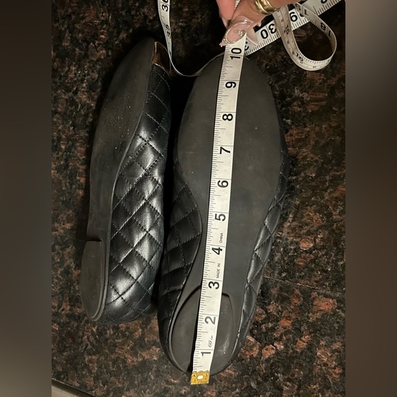 Tory Burch Black Quilted Leather Kaitlin Metal Cap Toe Ballet Flats Size 7 - Picture 8 of 9